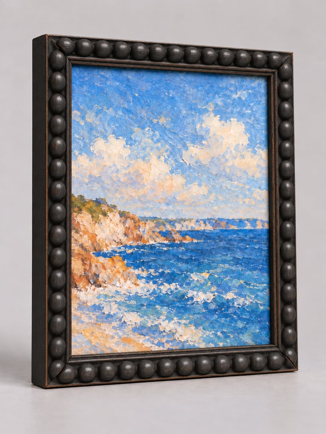 Black Wood Bobbin / 20mm x 25mm frame, whole frame with sample artwork