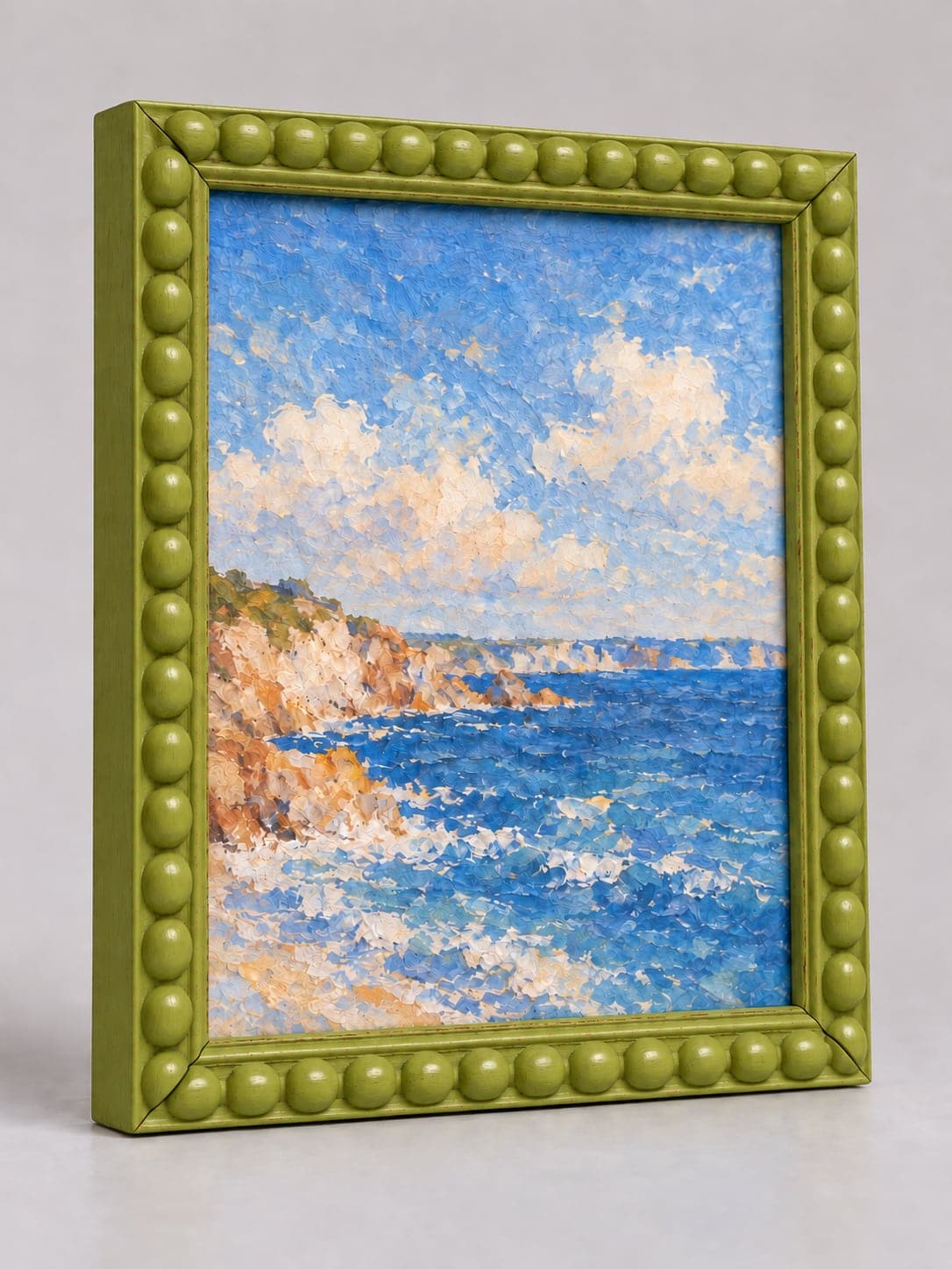 Green Wood Bobbin / 20mm x 25mm frame, whole frame with sample artwork