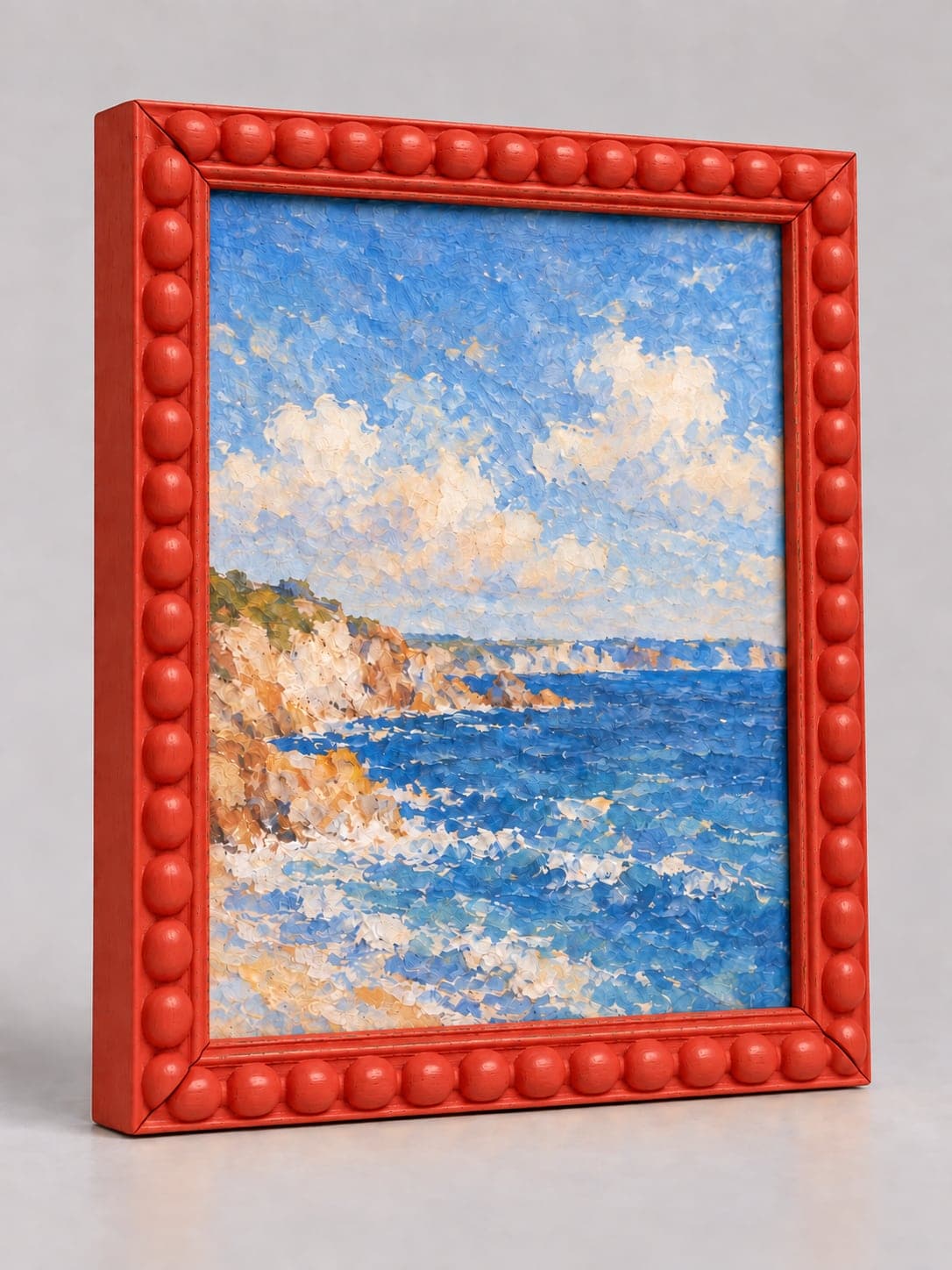 Red Wood Bobbin / 20mm x 25mm frame, whole frame with sample artwork