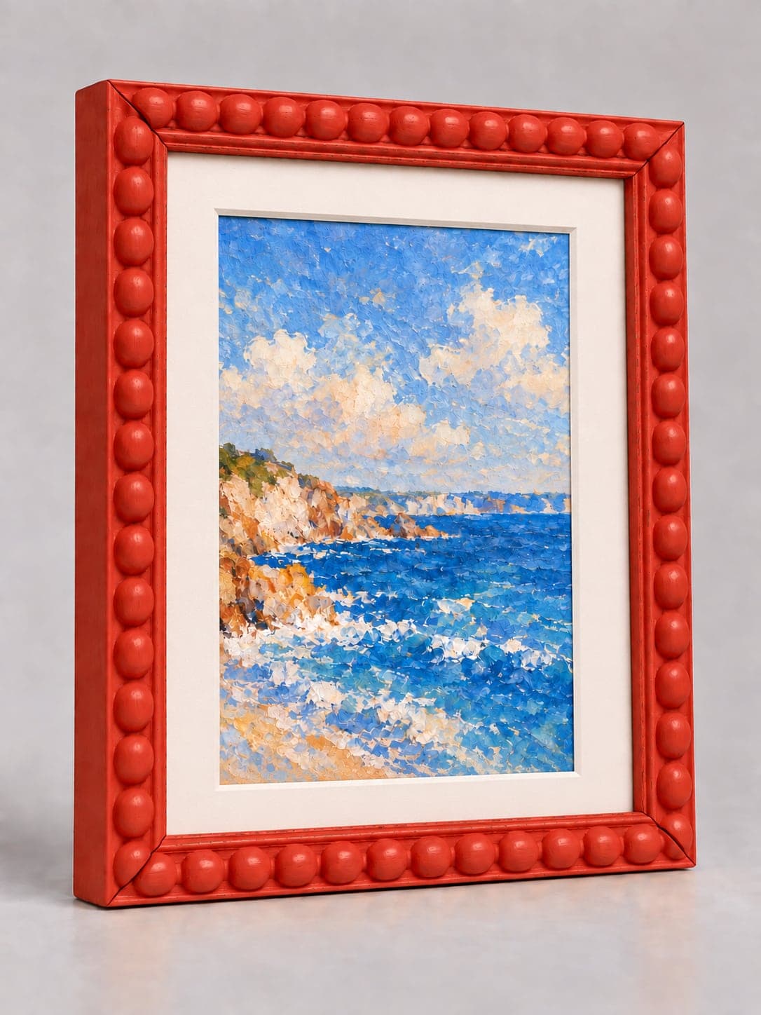 Red Wood Bobbin / 20mm x 25mm frame with a white mount, whole frame with sample artwork