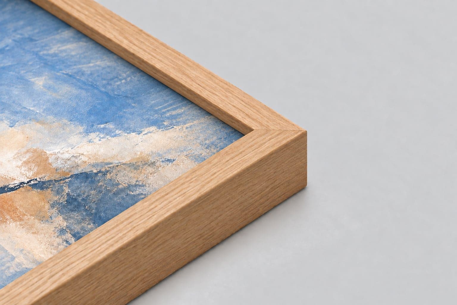 Corner detail of deep oak frame profile