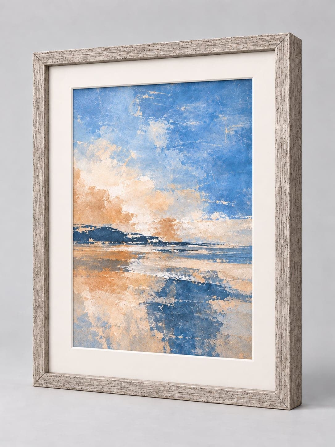 Antique Silver Wood Frame (Closed Grain) / 20mm x 32mm frame with a white mount, whole frame with sample artwork