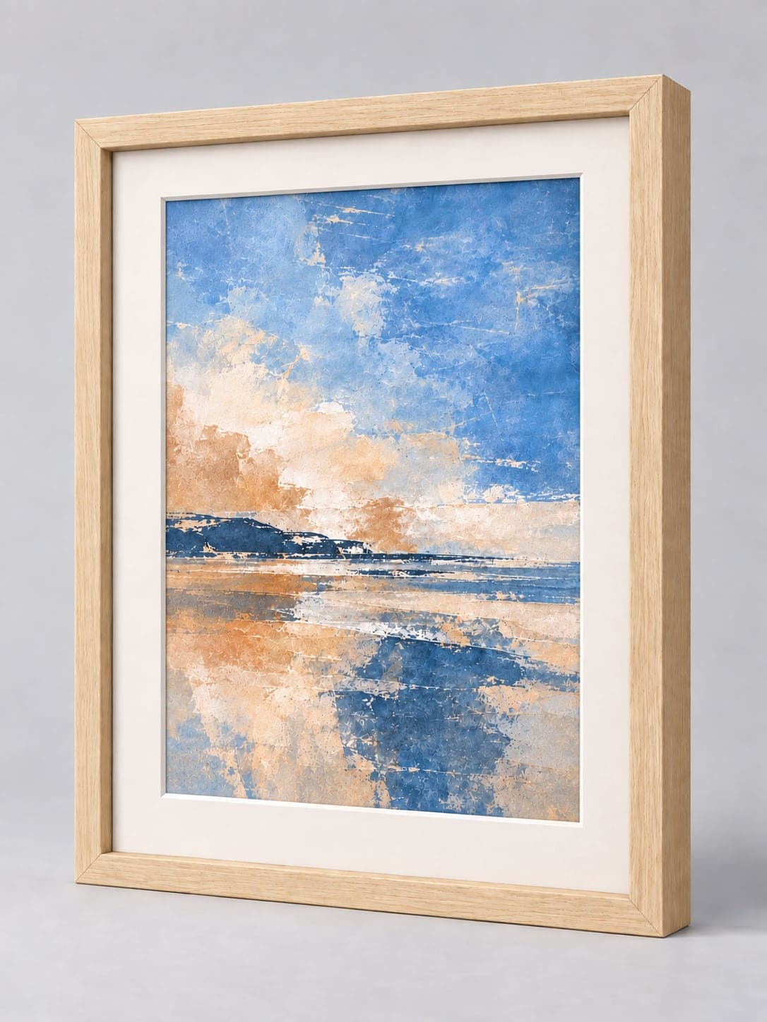 Ash Wood (Open Grain) / 20mm x 32mm frame with a white mount, whole frame with sample artwork