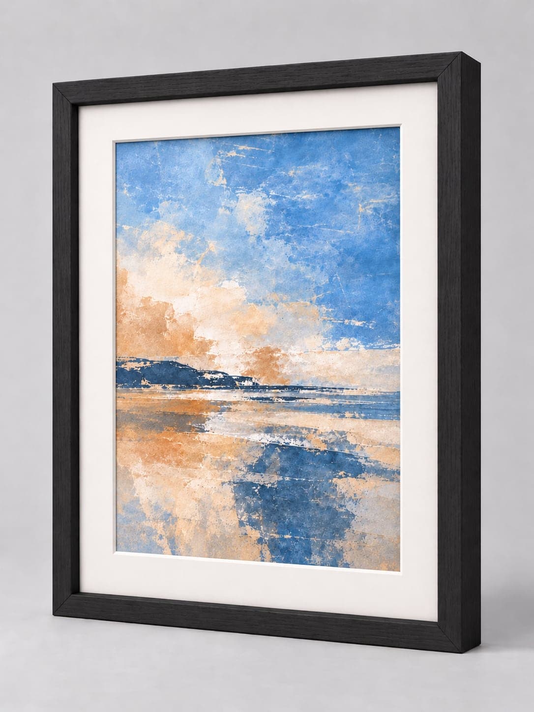Black Wood (Closed Grain) / 20mm x 32mm frame with a white mount, whole frame with sample artwork