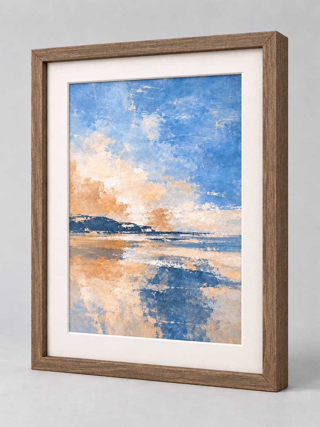 Brown Wood Frame (Open Grain) / 20mm x 32mm frame with a white mount, whole frame with sample artwork
