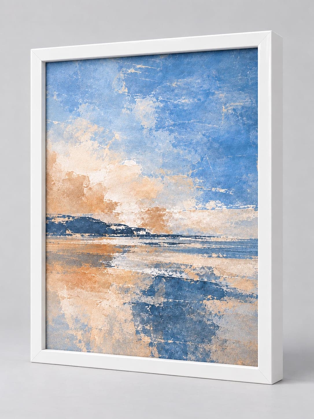 Gloss White Wood Frame (Closed Grain) / 20mm x 32mm frame, whole frame with sample artwork