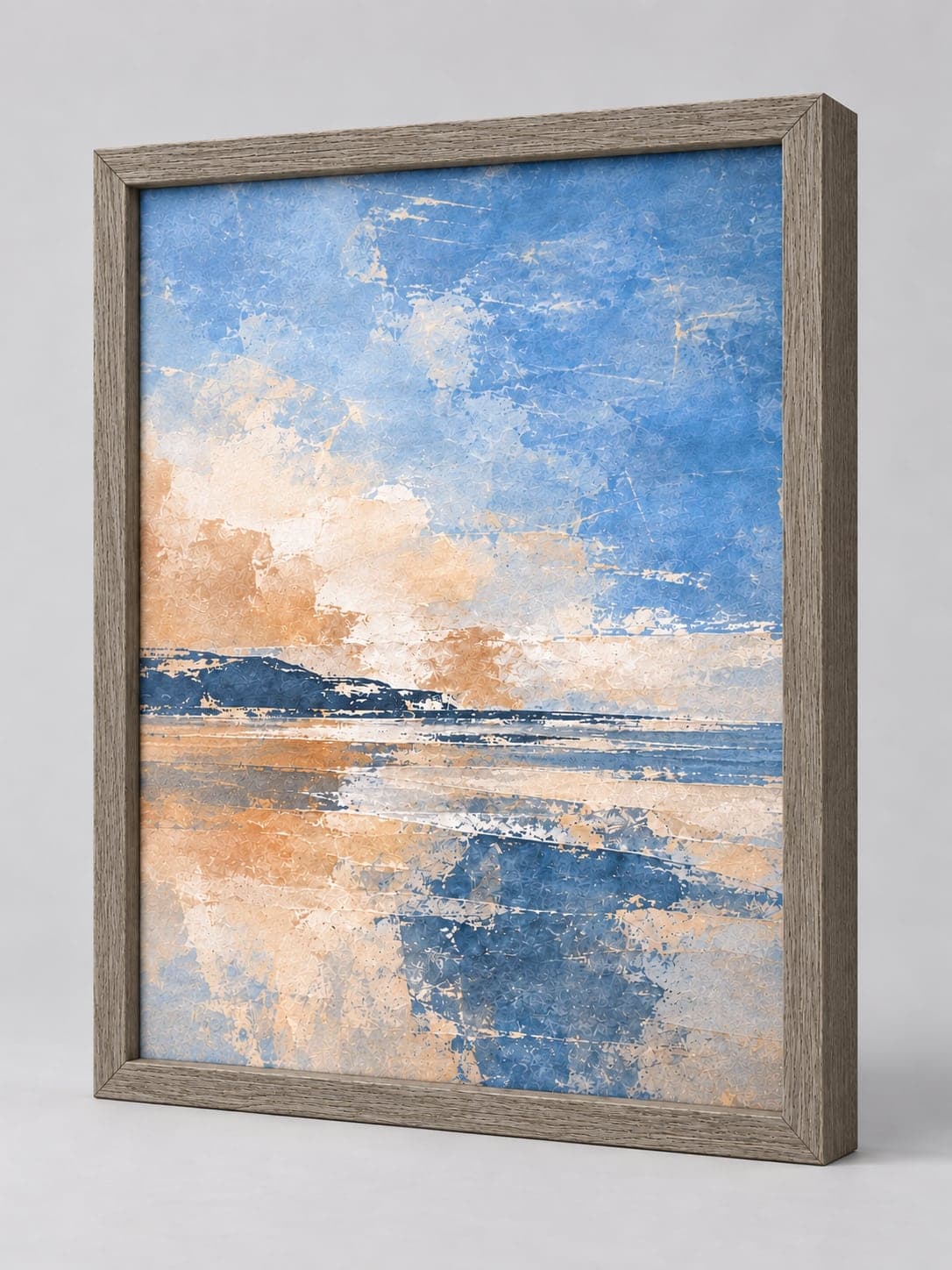 Grey Wood Frame (Open Grain) / 20mm x 32mm frame, whole frame with sample artwork