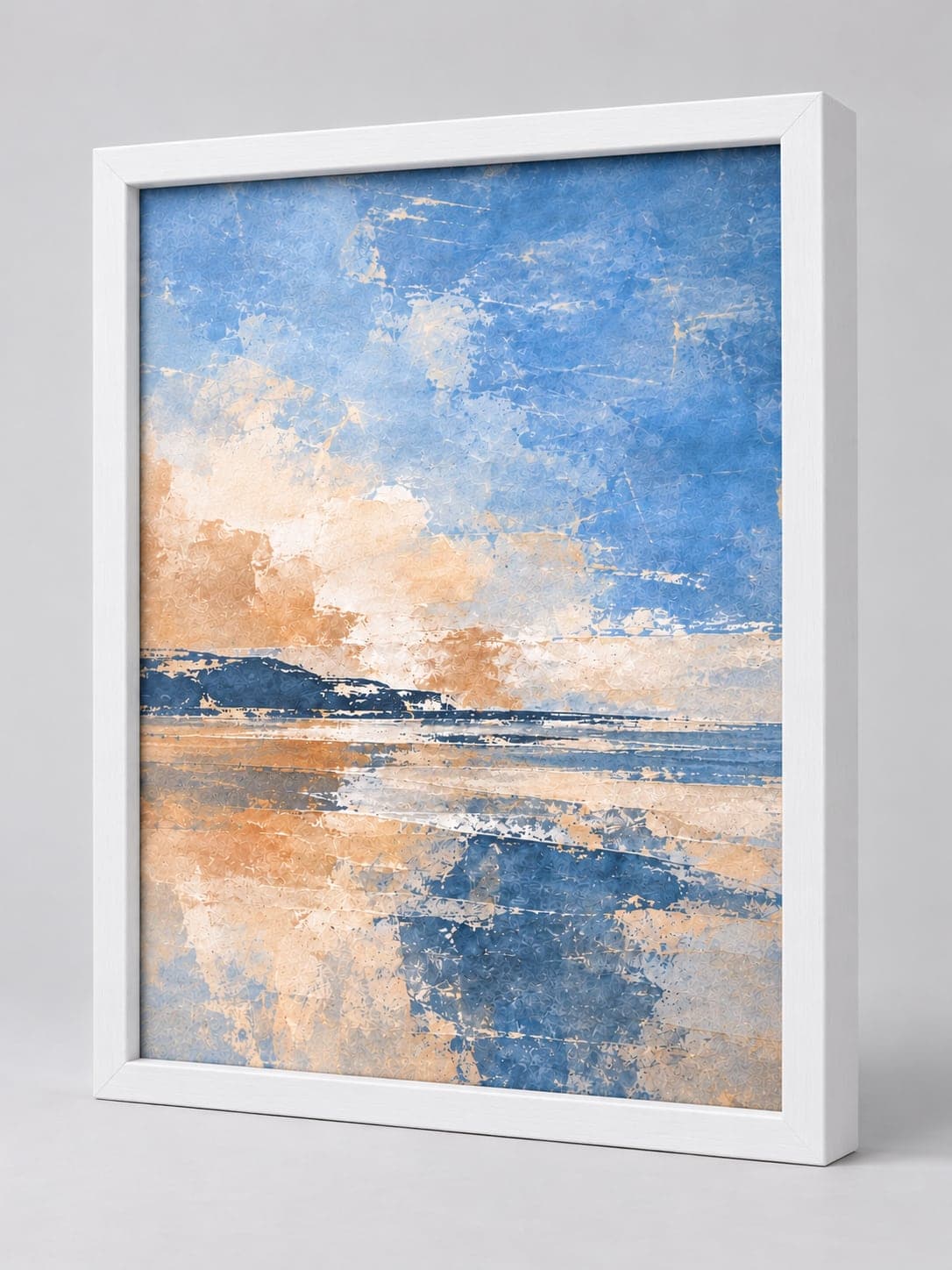 White Wood (Closed Grain) / 20mm x 32mm frame, whole frame with sample artwork