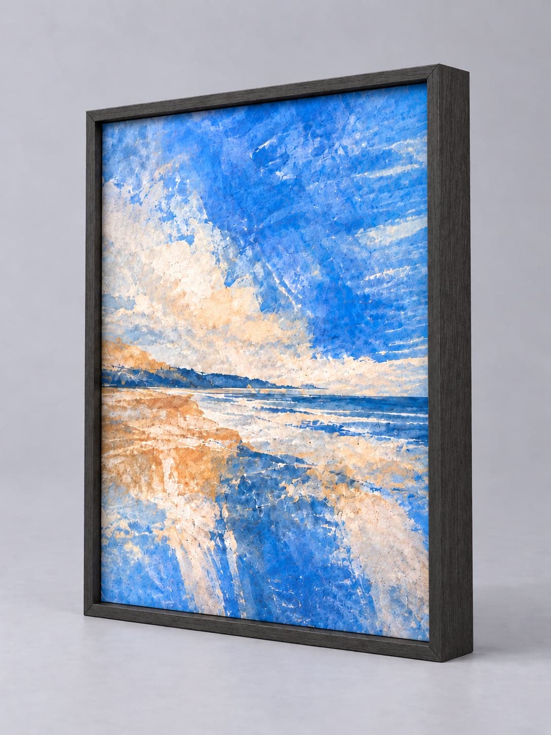 Black Oak Metal (Wood Veneer) / 7.8mm x 25.9mm frame, whole frame with sample artwork