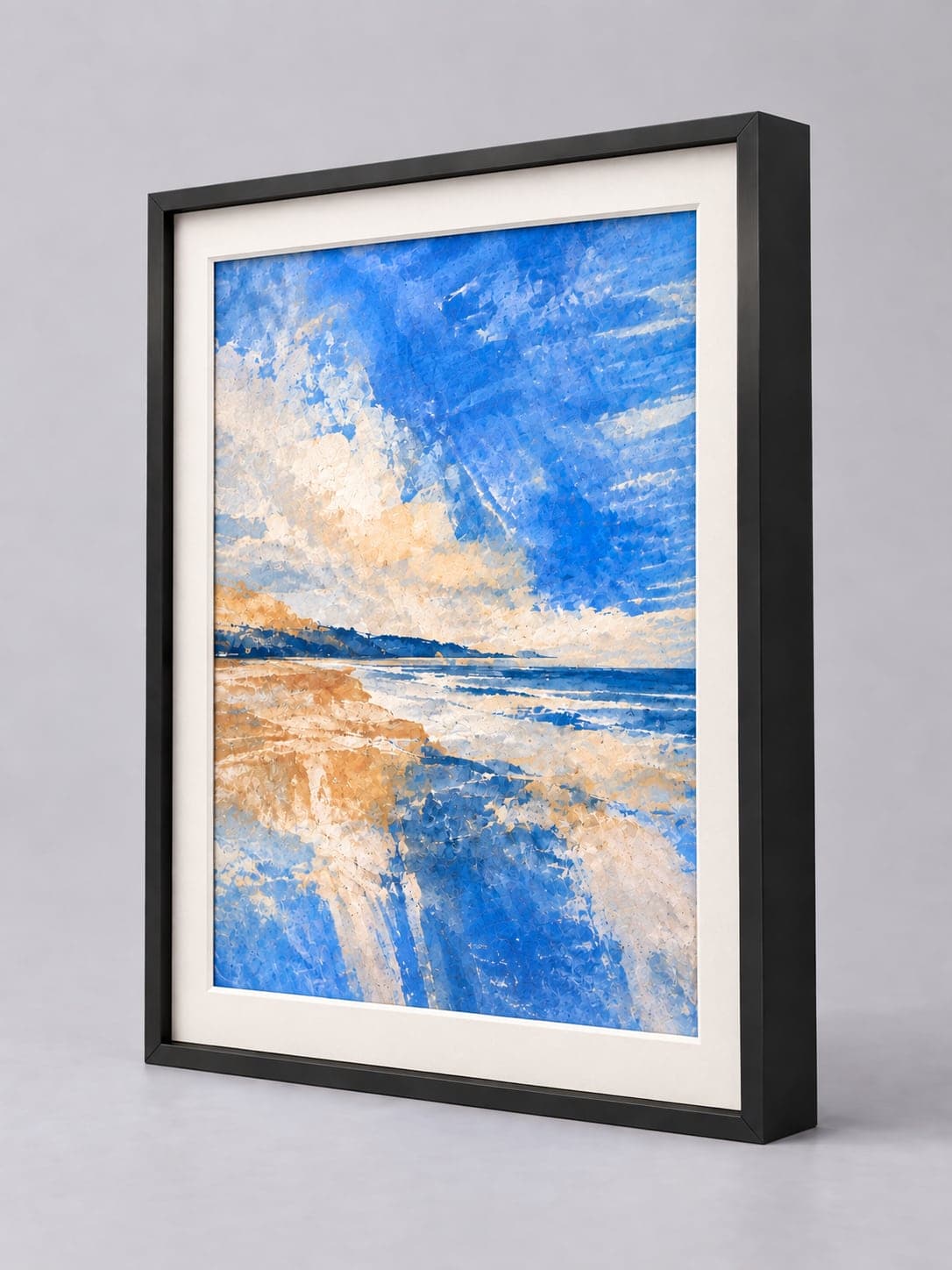 Black Metal (Matt) / 7.8mm x 25.9mm frame with a white mount, whole frame with sample artwork