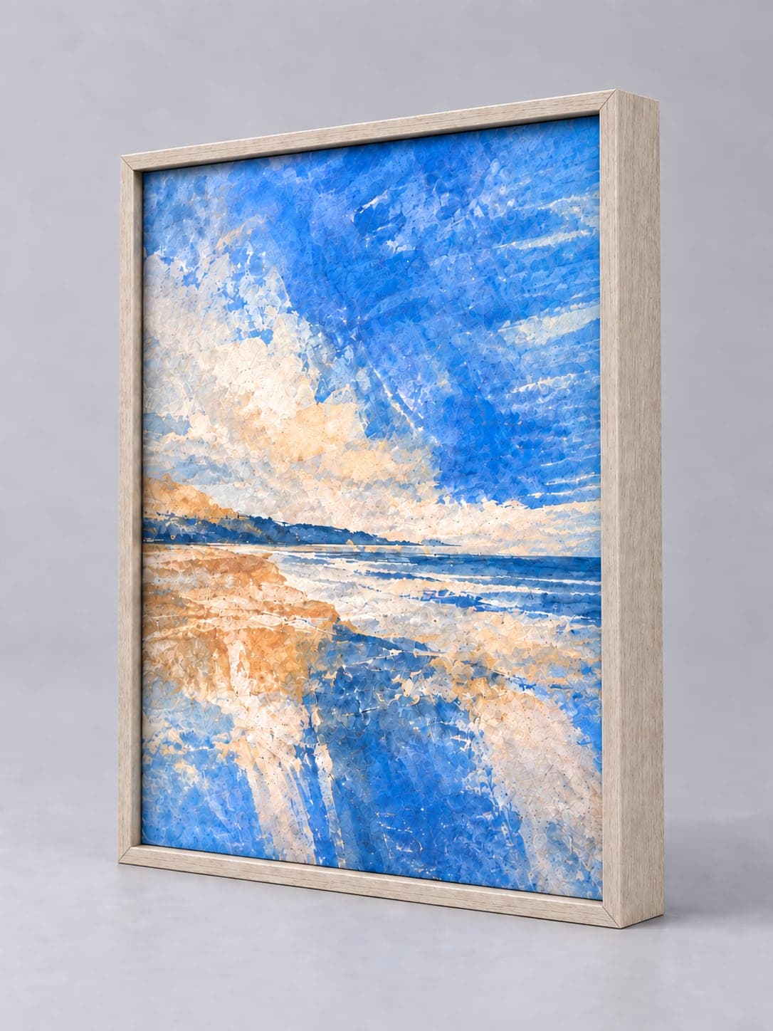 White Oak Metal (Wood Veneer) / 7.8mm x 25.9mm frame, whole frame with sample artwork