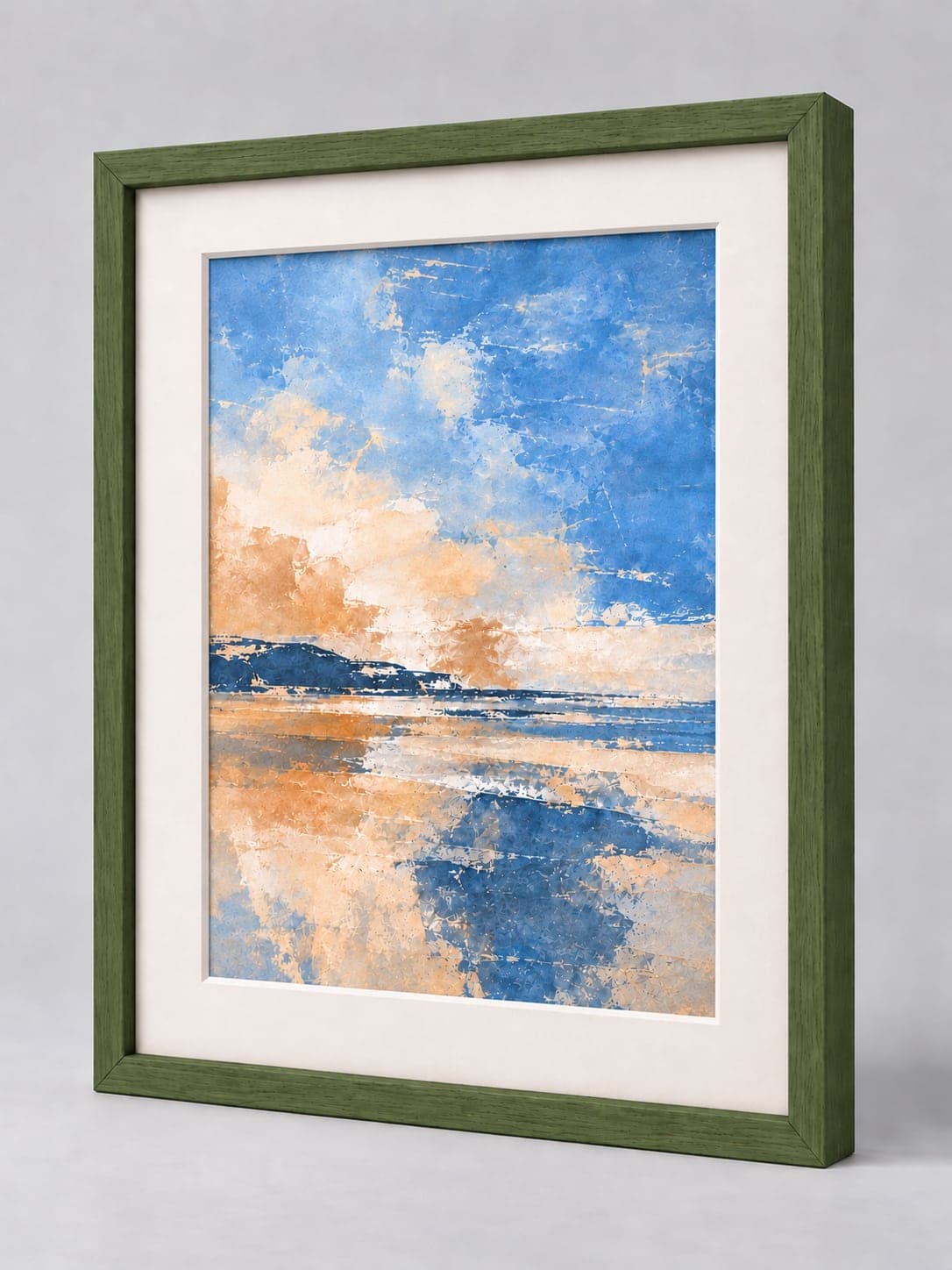 Dark Green Wood (Open Grain) / 17mm x 17mm frame with a white mount, whole frame with sample artwork