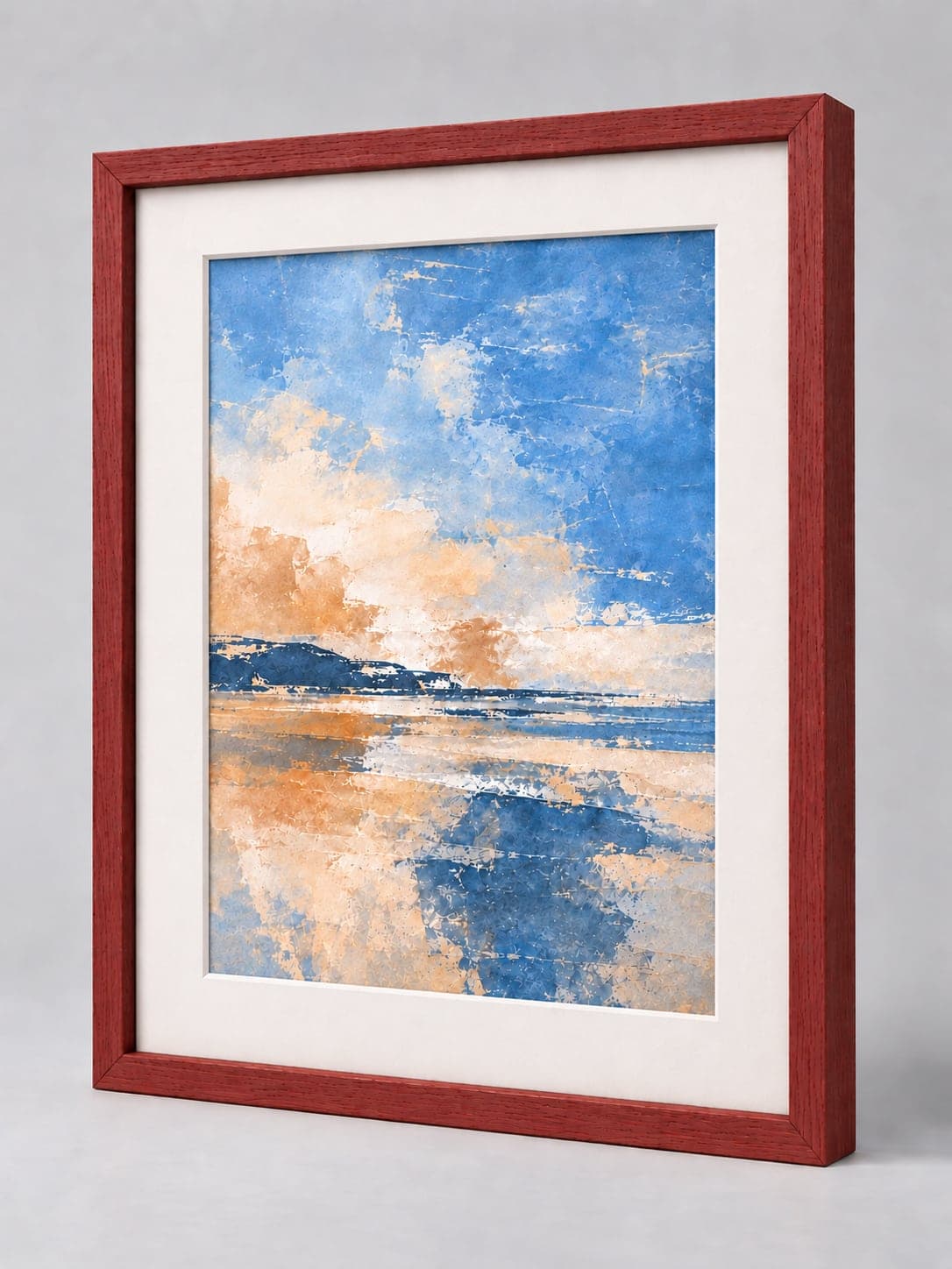 Dark Red Wood (Open Grain) / 17mm x 17mm frame with a white mount, whole frame with sample artwork