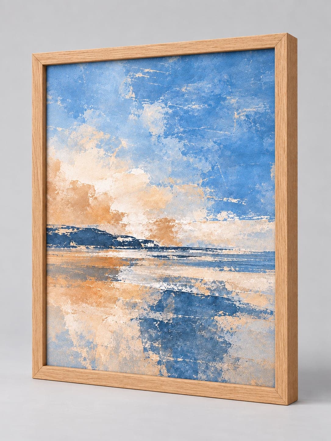 Slim oak wood frame with example artwork