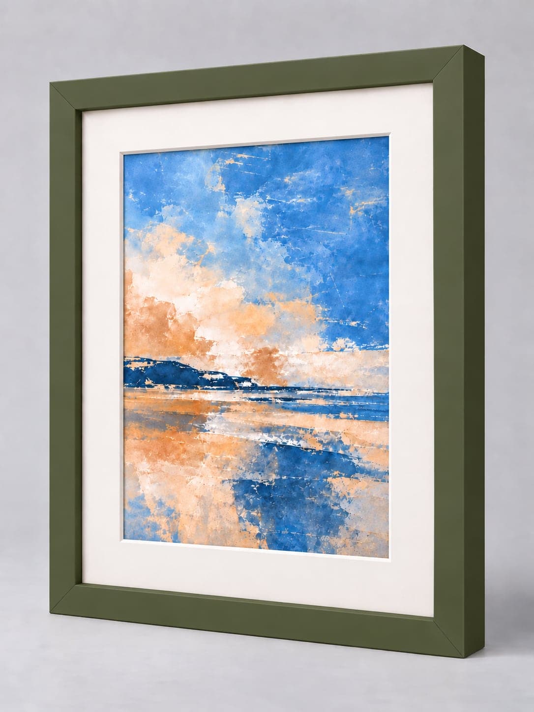 Dark Green Wood (Closed Grain) / 21mm x 22mm frame with a white mount, whole frame with sample artwork