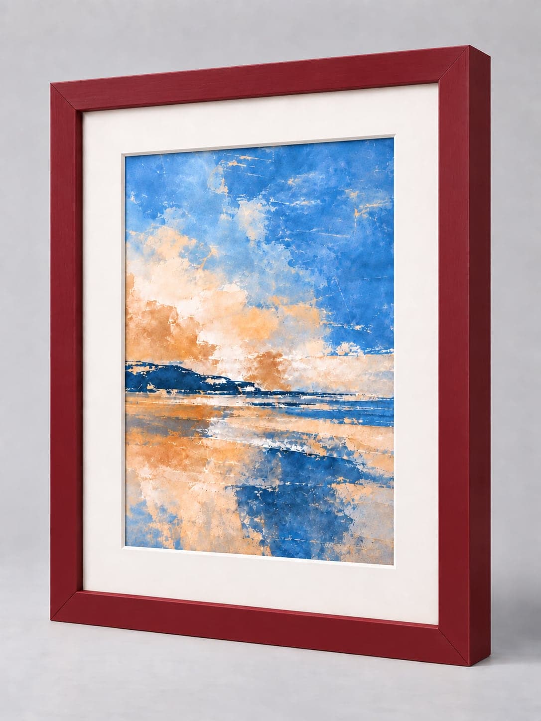 Dark Red Wood (Closed Grain) / 21mm x 22mm frame with a white mount, whole frame with sample artwork