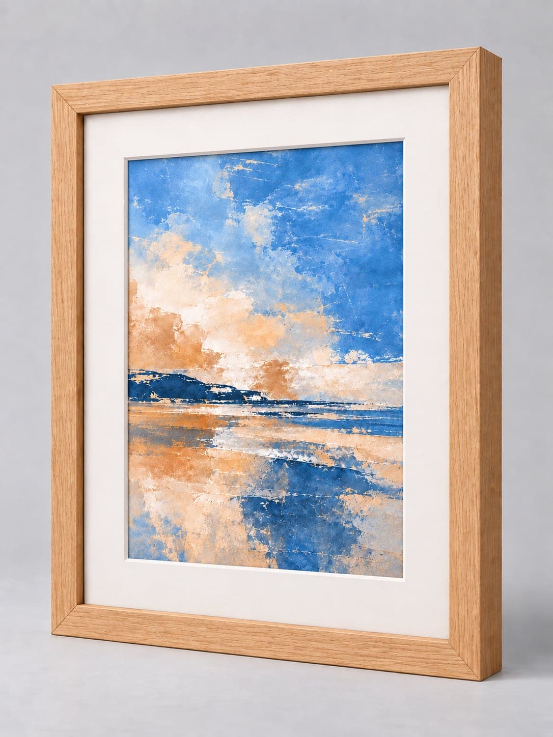 Oak Frame (Open Grain) / 21mm x 22mm frame with a white mount, whole frame with sample artwork