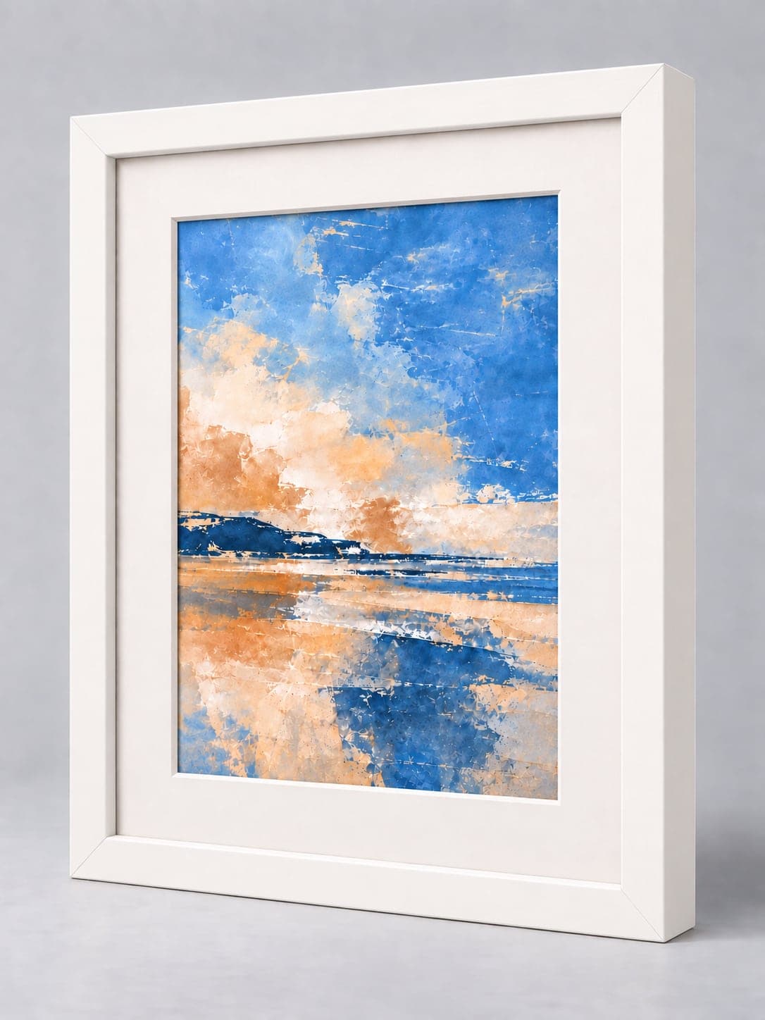 White Wood (Closed Grain) / 21mm x 22mm frame with a white mount, whole frame with sample artwork