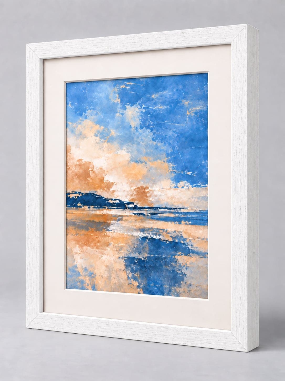 White Wood (Open Grain) / 21mm x 22mm frame with a white mount, whole frame with sample artwork