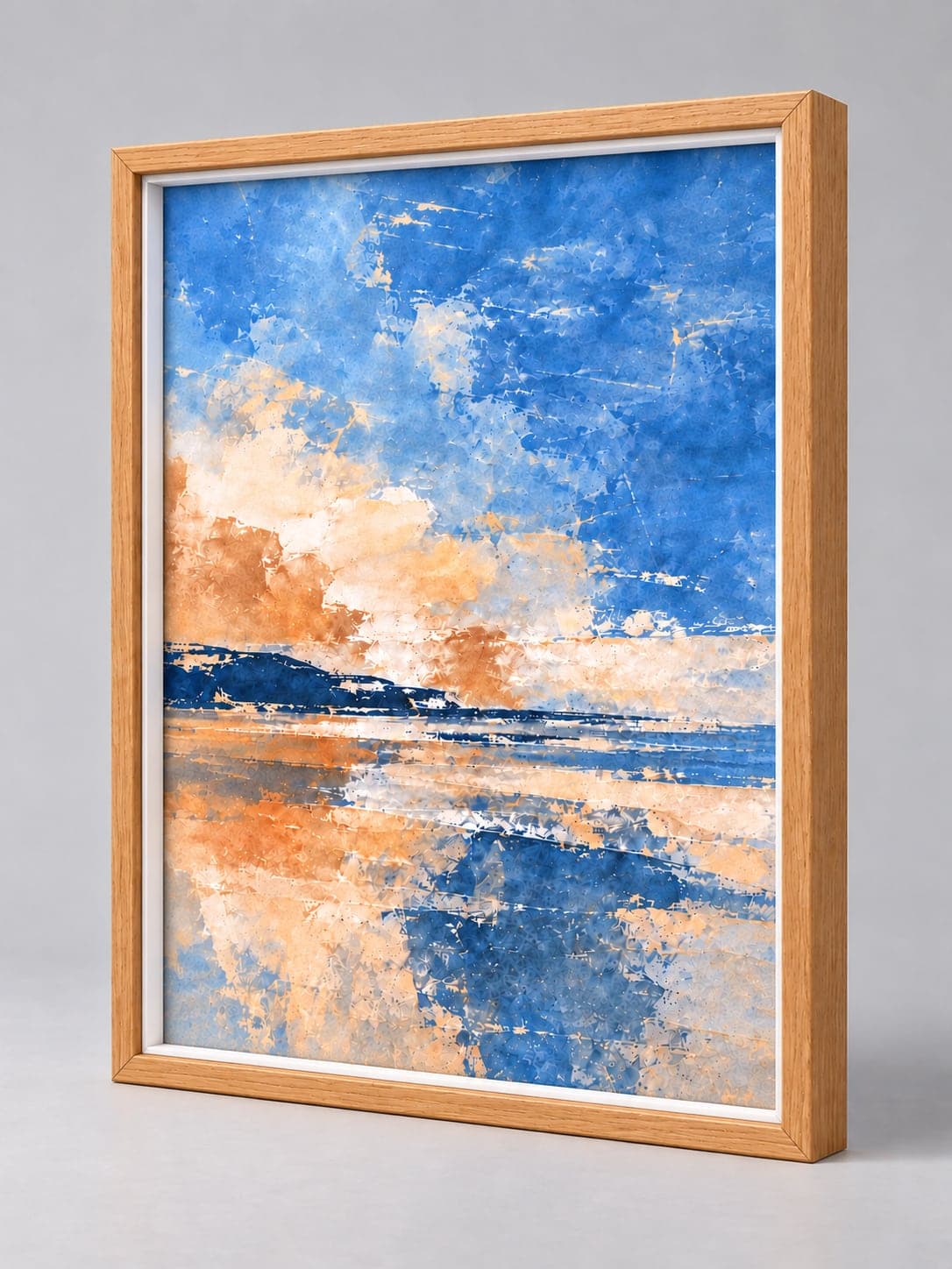 Oak Stained Wood / 13mm x 22mm frame, whole frame with sample artwork