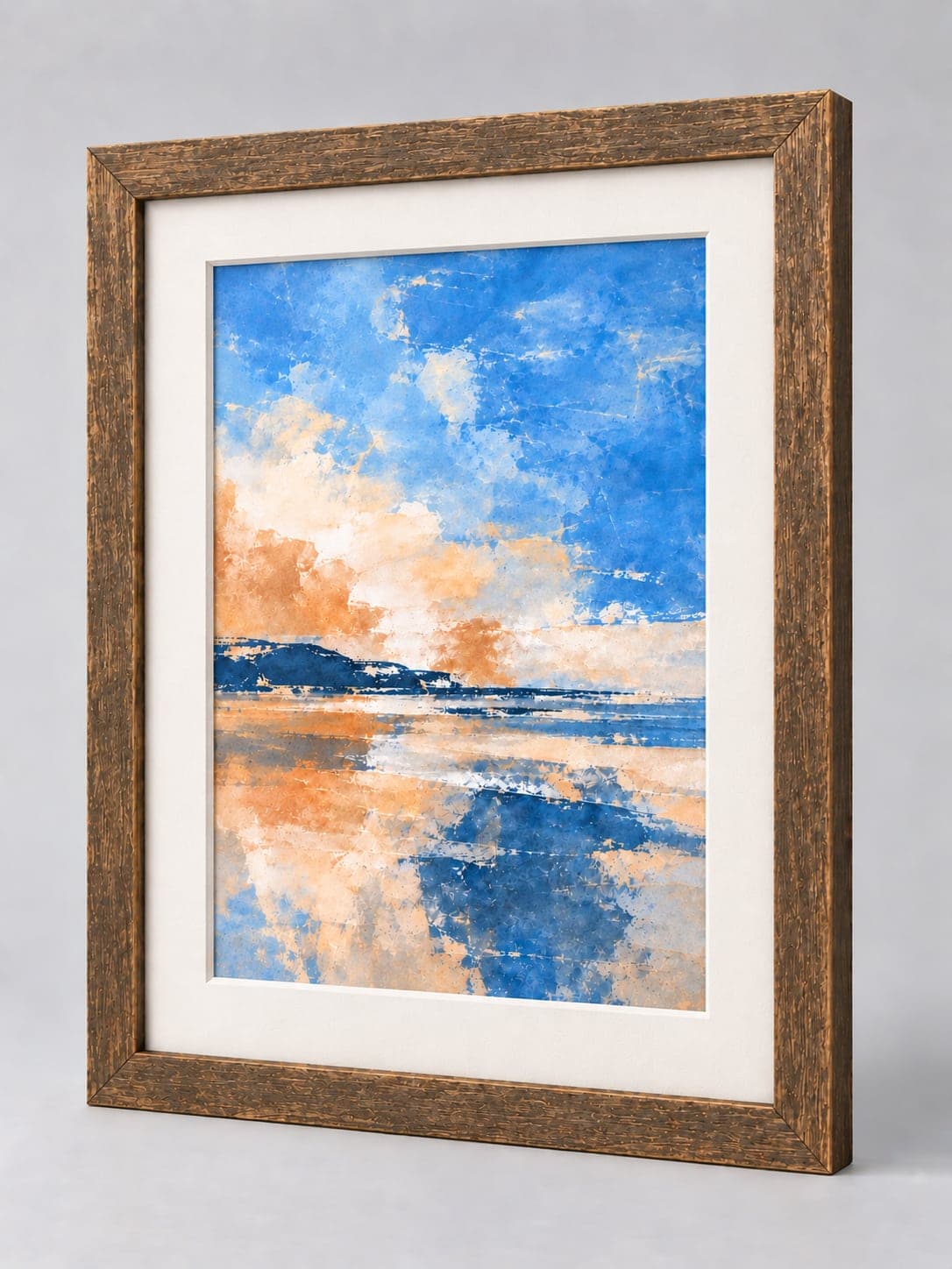 Antique Bronze Wood / 33mm x 13mm frame with a white mount, whole frame with sample artwork