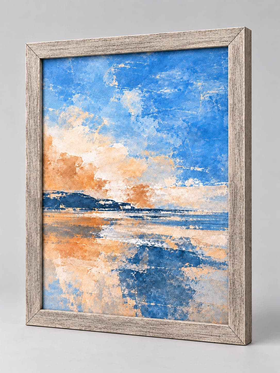 Antique Silver Wood  / 33mm x 13mm frame, whole frame with sample artwork