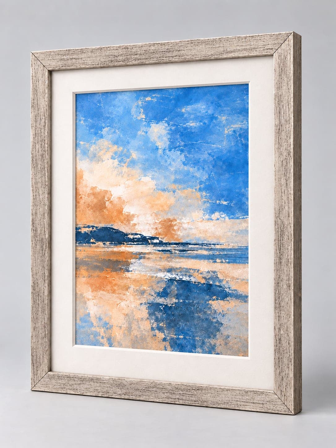 Antique Silver Wood  / 33mm x 13mm frame with a white mount, whole frame with sample artwork