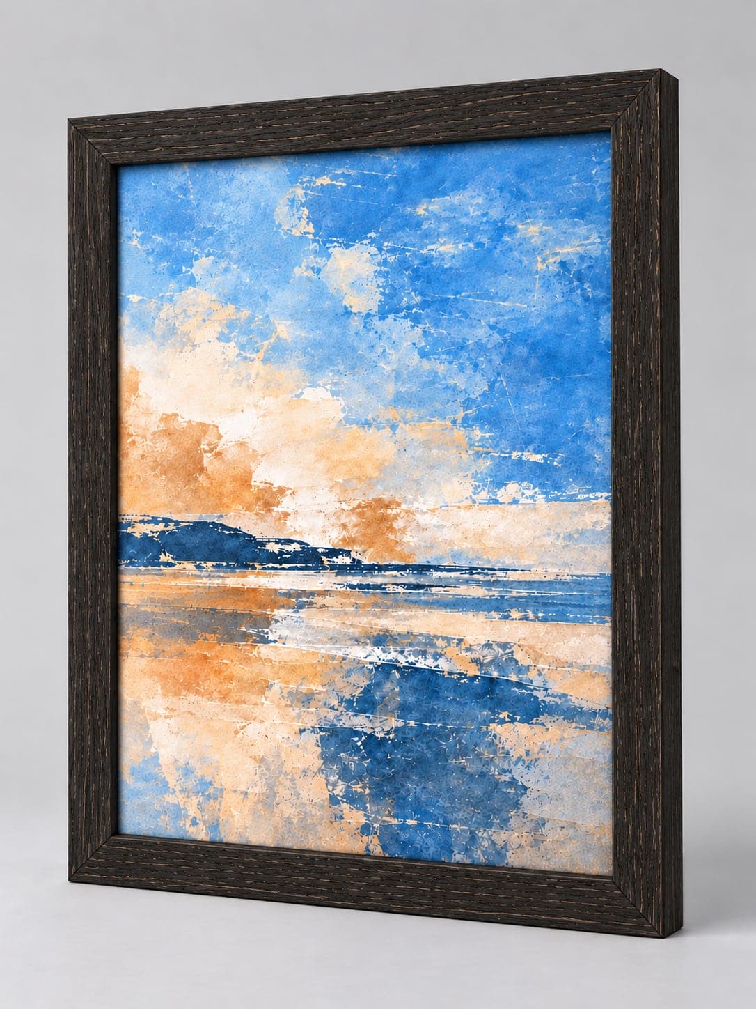 Black Wood - (Open Grain) / 33mm x 13mm frame, whole frame with sample artwork