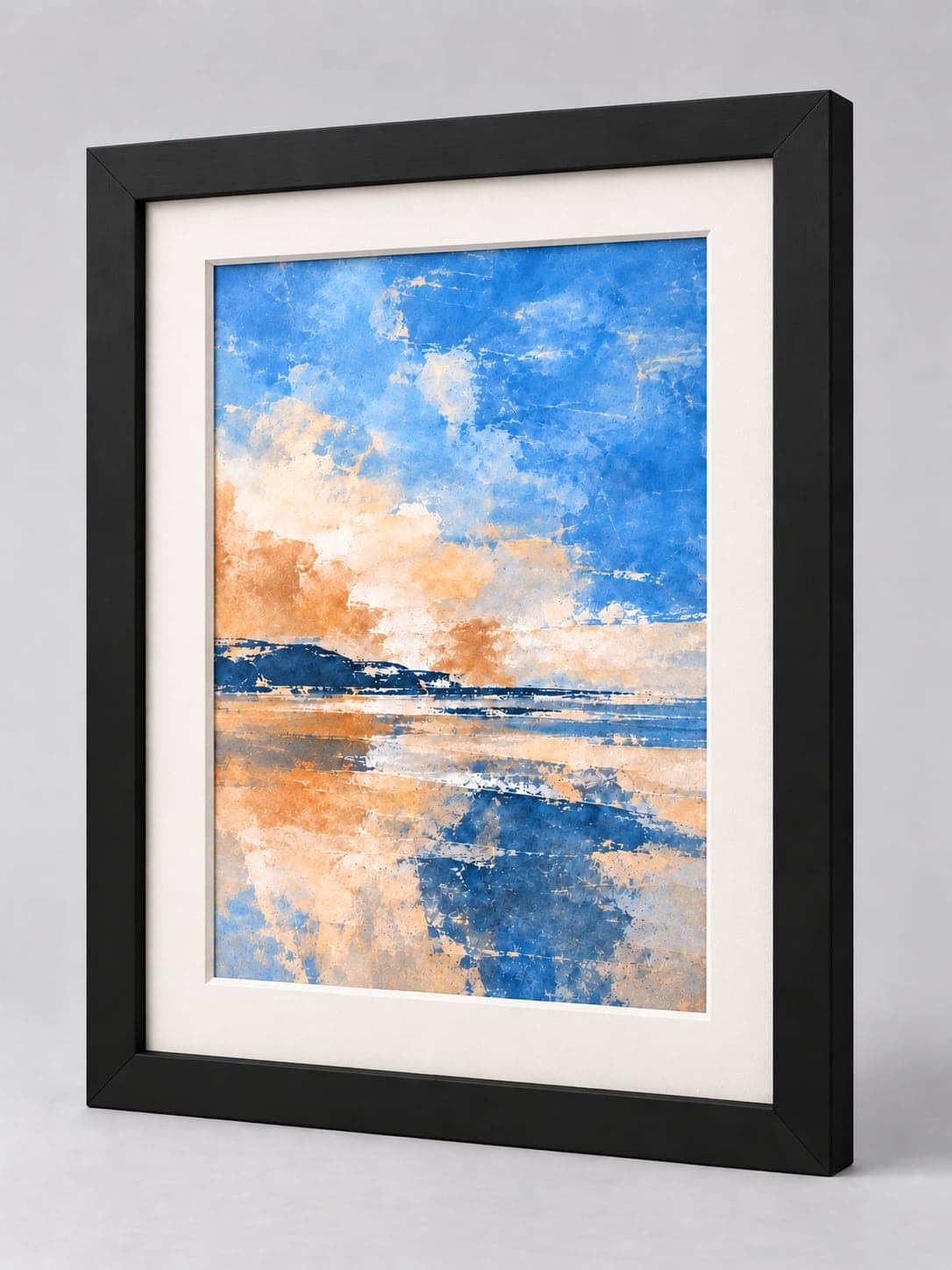 Black Wood / 33mm x 13mm frame with a white mount, whole frame with sample artwork