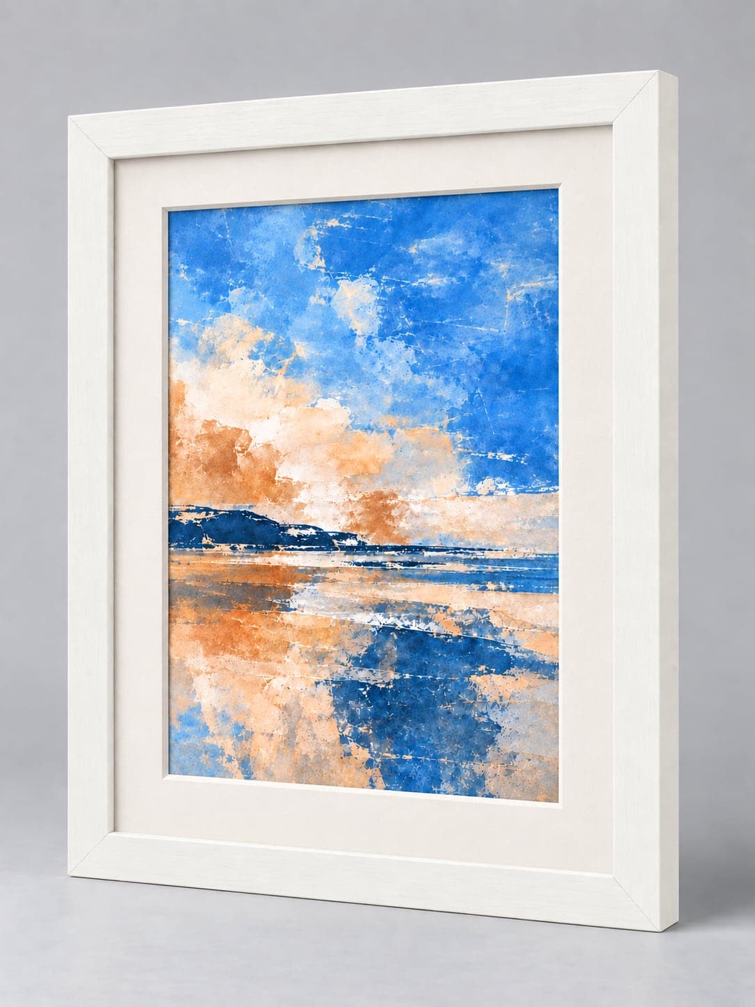 White Wood / 33mm x 13mm frame with a white mount, whole frame with sample artwork