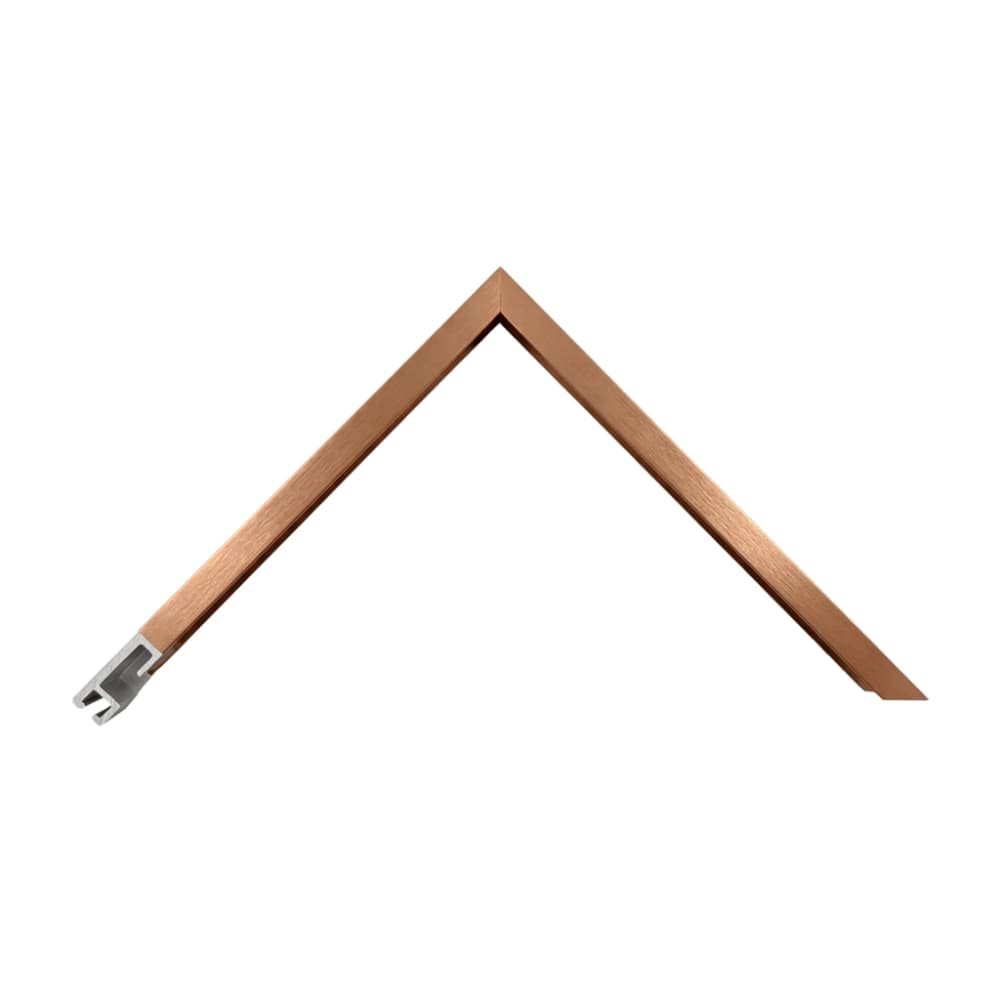 Close-up detail of Alpha - Brushed Copper #b87333 wood frame moulding