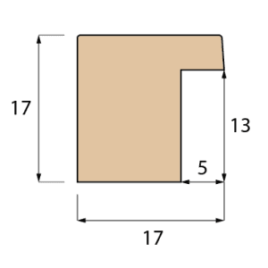 White Wood (Closed Grain) / 17mm x 17mm profile specification drawing