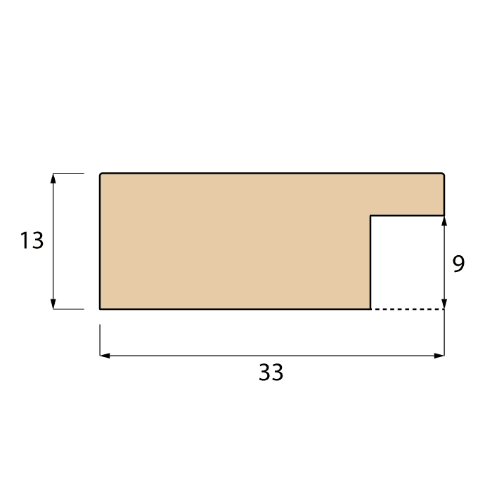 Black Wood / 33mm x 13mm profile specification drawing
