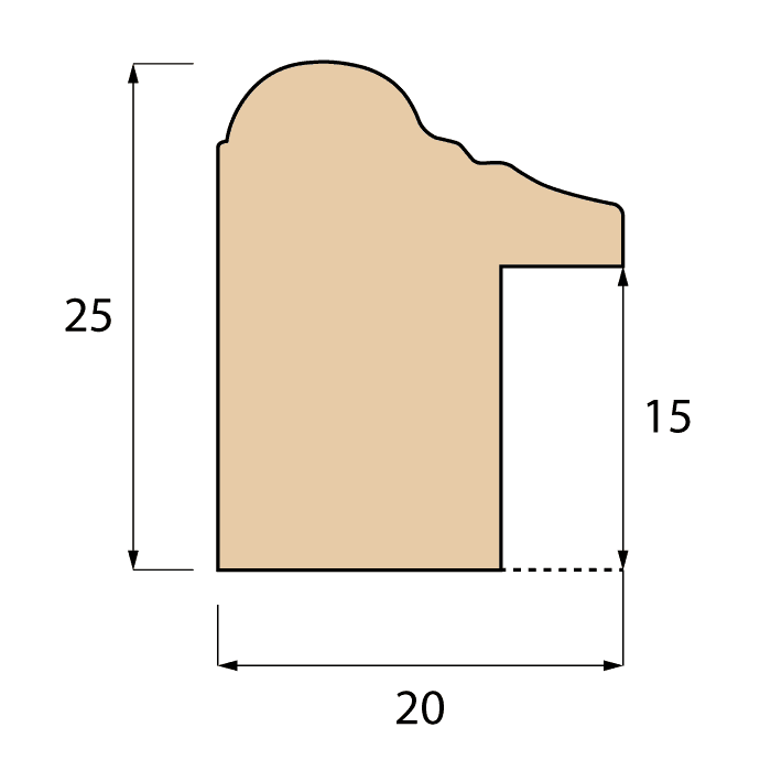 Green Wood Bobbin / 20mm x 25mm profile specification drawing