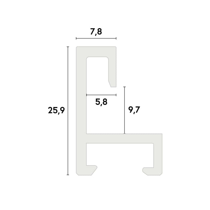 Gold Metal (Brushed) / 7.8mm x 25.9mm profile specification drawing