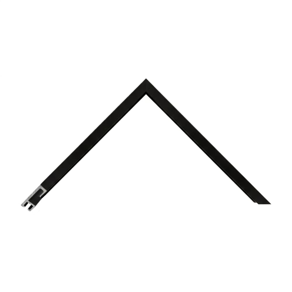 Close-up detail of Black Metal (Matt) / 7.8mm x 25.9mm #1a1a1b wood frame moulding